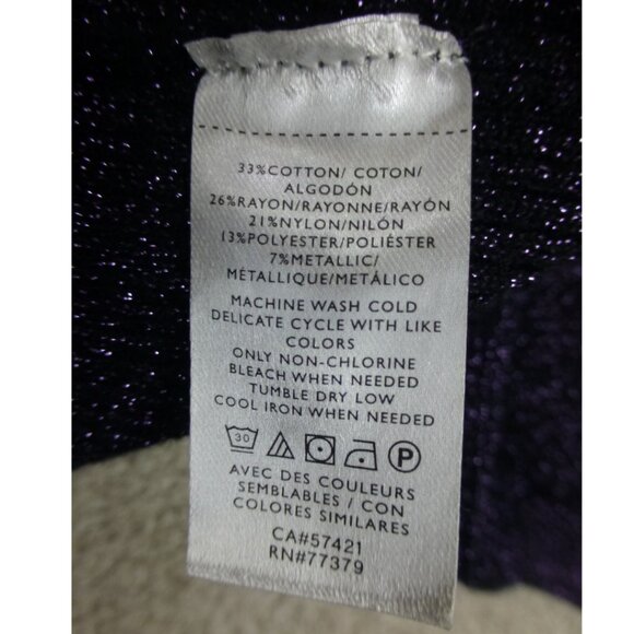 Ann Taylor Purple Metallic Turtleneck Puff Sleeves Sweater (Size XL) - Picture 8 of 11